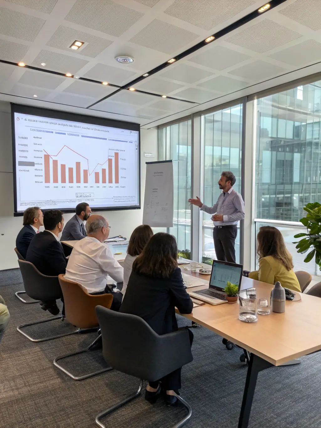 A person giving a presentation to a group of people, showcasing effective communication and public speaking skills.