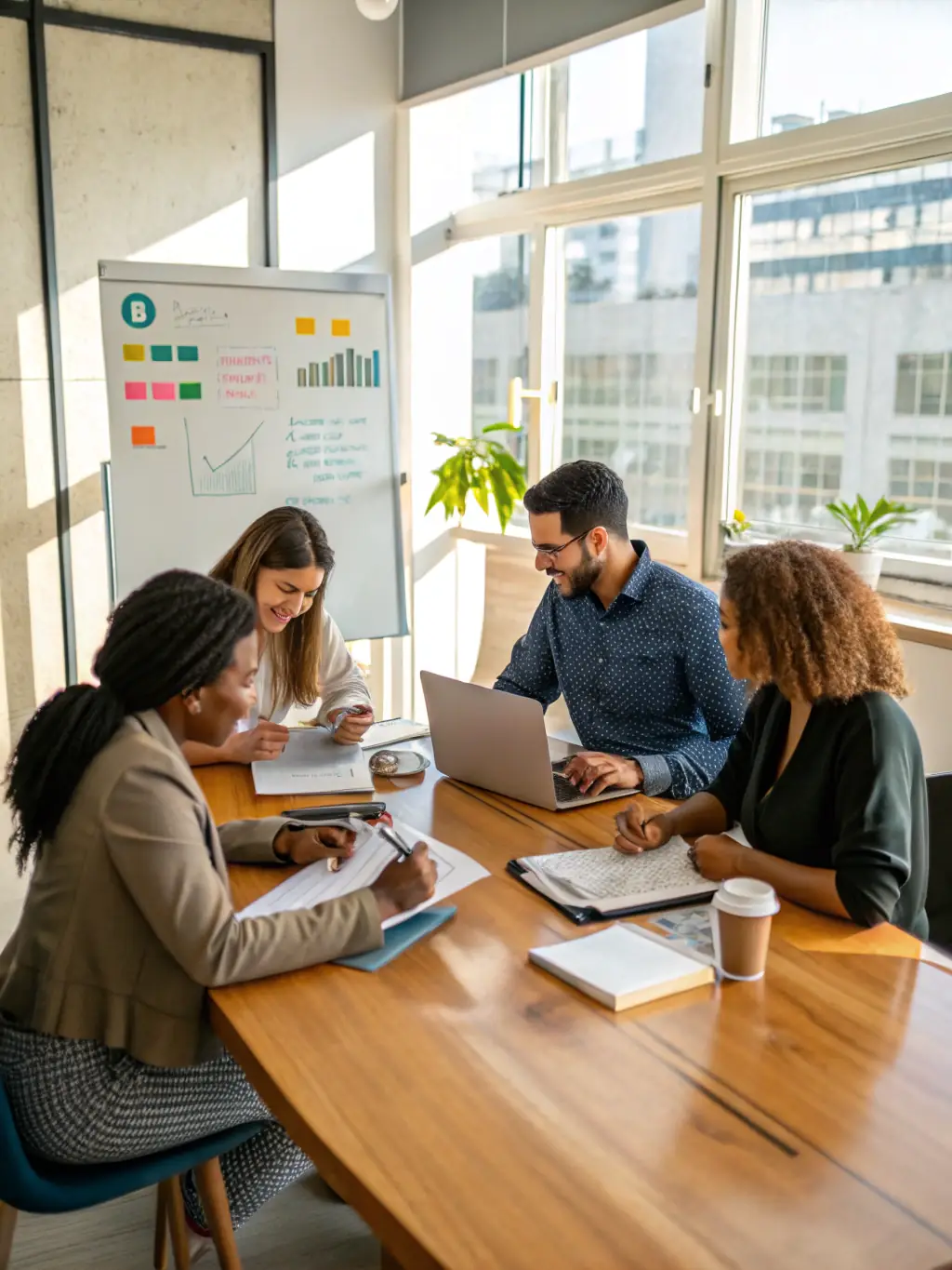 A group of managers participating in a leadership workshop, engaging in a role-playing exercise to improve their decision-making and team management skills.